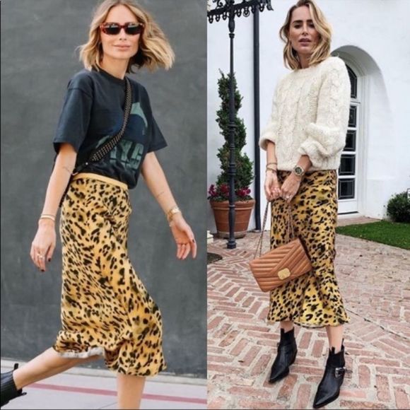 Anine Bing Dresses & Skirts - Anine Bing Painterly Leo Bark Silk Skirt